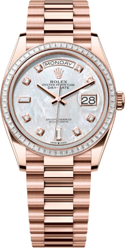 Rolex Day-Date 36 36mm White MOP Diamond-Set Dial Diamond-Set Bezel President Bracelet - 128395TBR | 2024 Model