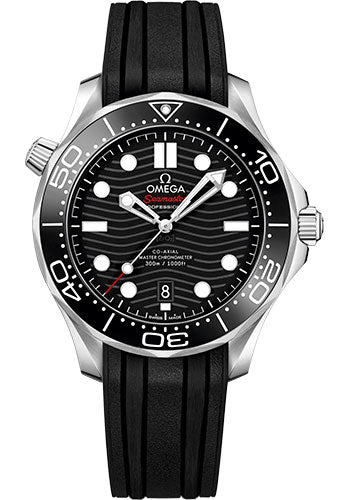 Omega Seamaster Diver 300M Co-Axial Master Chronometer Watch - 42 mm Steel Case - Unidirectional Bezel - Black Ceramic Dial - Black Rubber Strap - 210.32.42.20.01.001