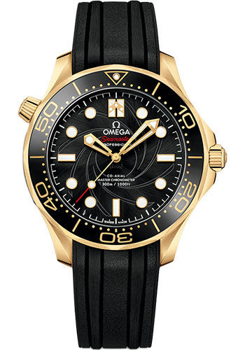 Omega Seamaster Diver 300M Omega Co-Axial Master Chronometer "James Bond" Limited Edition Set - 42 mm Yellow Gold Case - Black Dial - Black Rubber Strap Limited Edition of 257 - 210.62.42.20.01.001