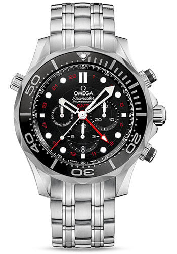 Omega Seamaster Diver 300 M Co-Axial GMT Chronograph Watch - 44 mm Steel Case - Matt Black Ceramic Bezel - Matt Black Dial - 212.30.44.52.01.001