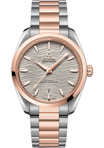 Omega Seamaster Aqua Terra 150M Co-Axial Master Chronometer Ladies Watch - 38 mm Steel And Sedna Gold Case - Waved Agate Grey Dial - 220.20.38.20.06.001