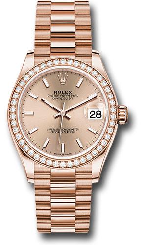 Rolex Everose Gold Datejust 31 Watch - Diamond Bezel - Rose Index Dial - President Bracelet - 278285RBR rsip
