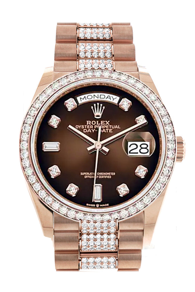Rolex Day Date 36 Brown Ombre Diamond Dial Diamond Bezel 18K Everose G rolex-day-date-36-brown-ombre-diamond-dial-diamond-bezel-18k-everose-g